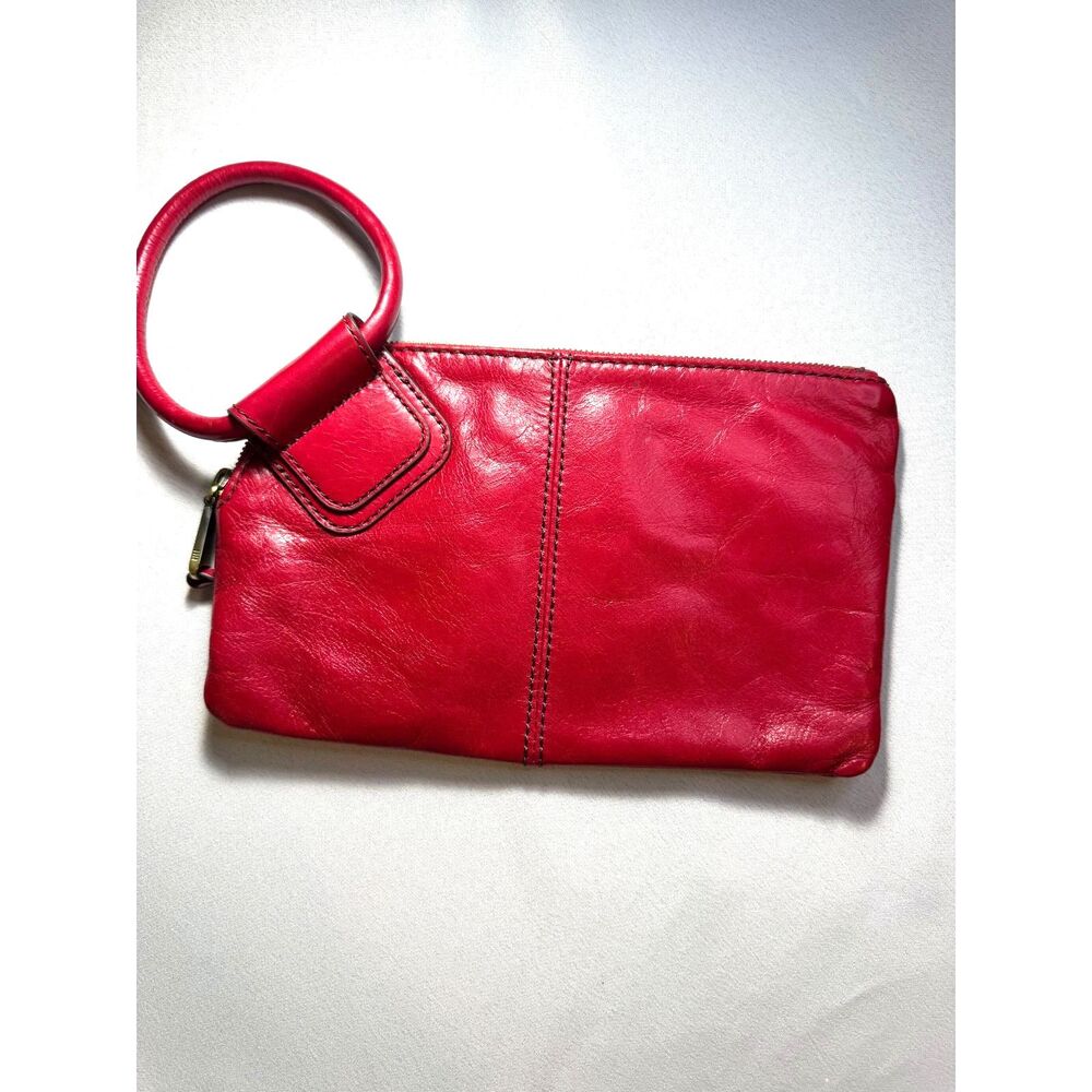 Hobo Red Leather bag with Wrist Strap.